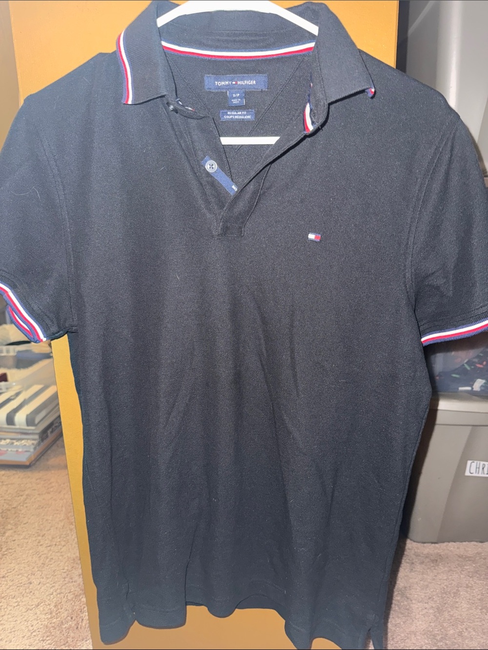 Tommy Hilfiger Black Polo with Red-White-Blue Trim